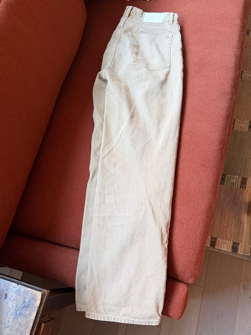 Grlfrnd denim straight leg mid rise brown jean. 27